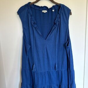 Max Studio Womens Dress 3X Blue Like New Tassel Tiered Jersey Lagenlook